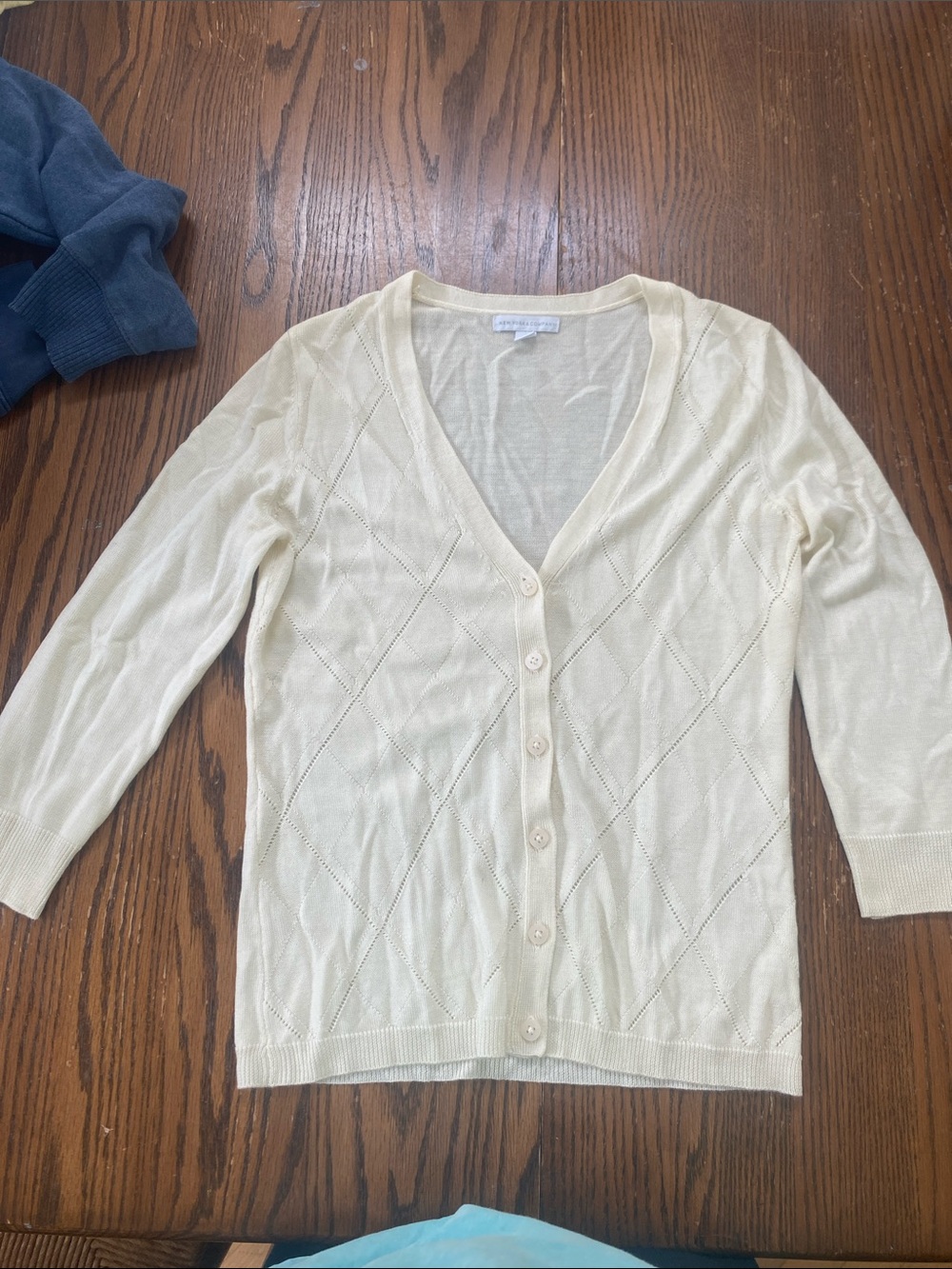 Light Cream V-Neck Button 3/4 sleeve Cardigan Sweater - Women